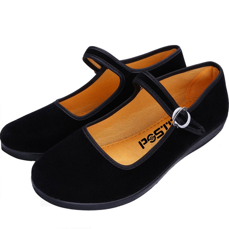 pestor Mary Jane Shoes for Women Ballet Flats Women's Flat Shoes Ballerina Halloween Black Mary Janes (Buckle, Adult, Women, 8, Numeric, US Footwear Size System, Medium) - Image 1